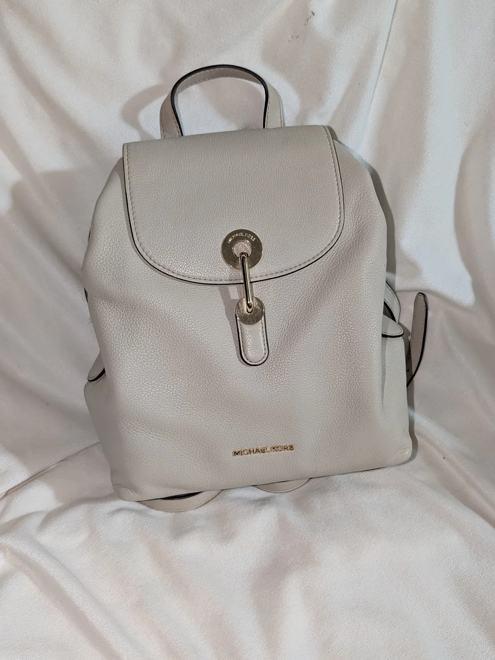 Michael Kors Raven Leather Backpack Light Sand New